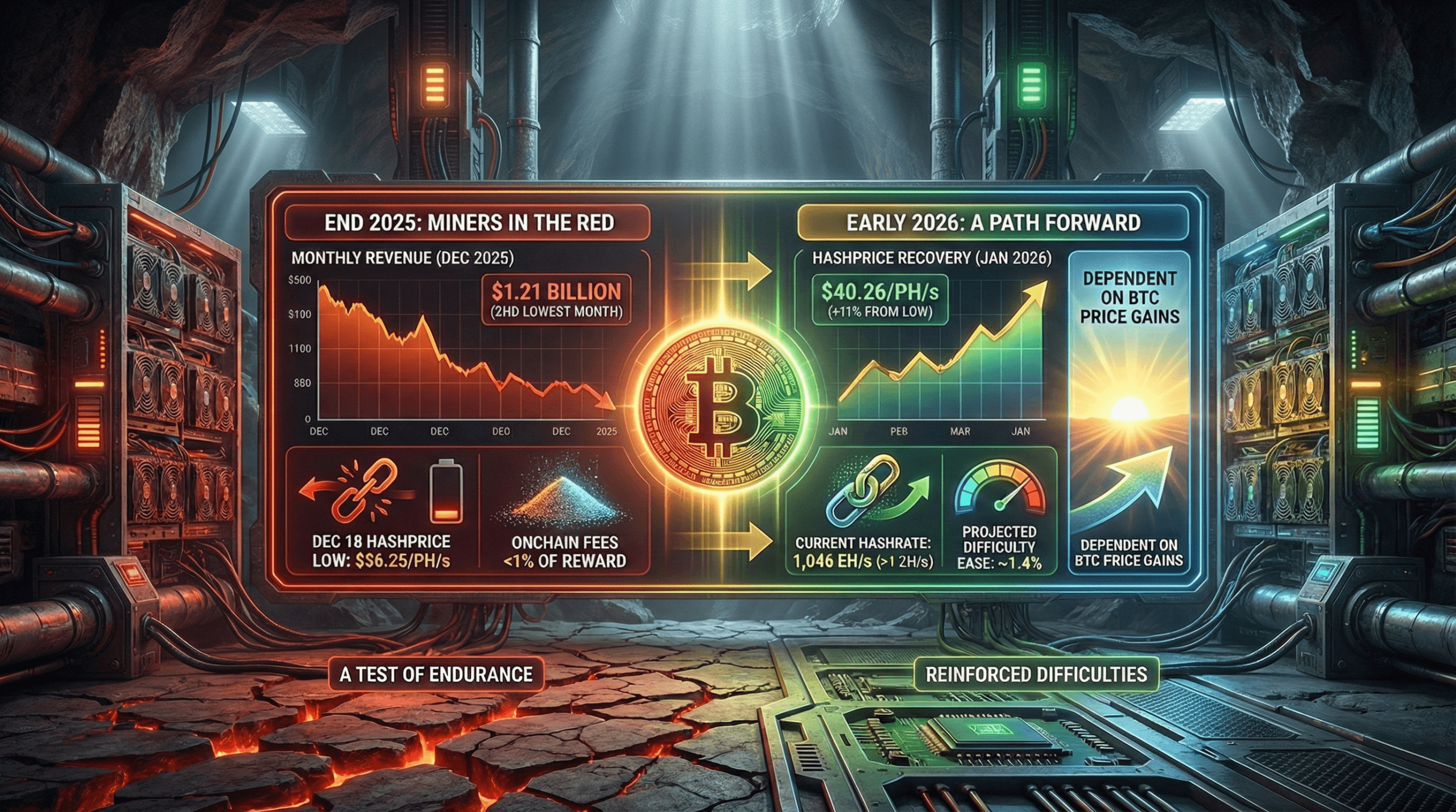 Bitcoin miners end 2025 in the red, but early 2026 offers a path forward. 3