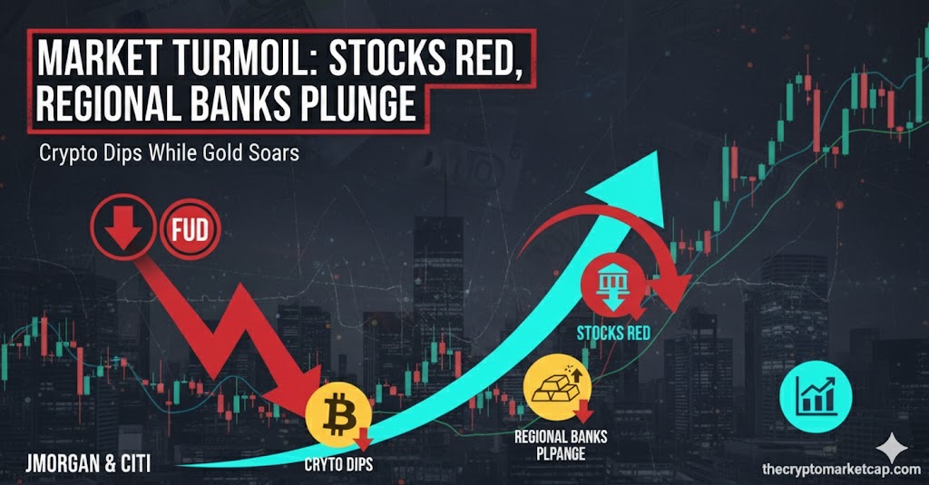 Market Turmoil: Stocks Down, Regional Banks Plunge, Crypto Falls While Gold Rises 1