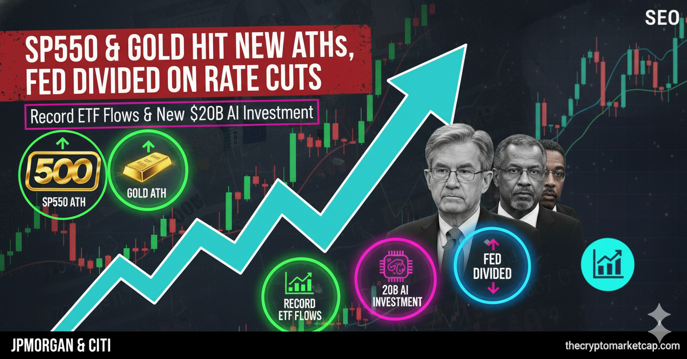 SP500 & Gold Hit New ATHs, Fed Divided on Rate Cuts | Record ETF Flows & New $20B AI Investment 1