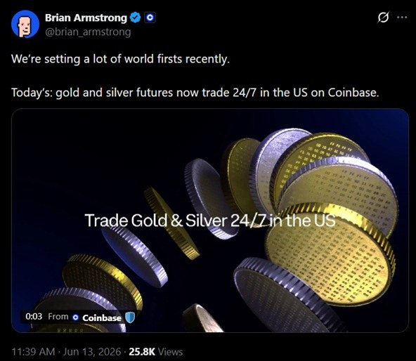 Coinbase: Gold and Silver Futures Now Trade 24/7 in the US 2