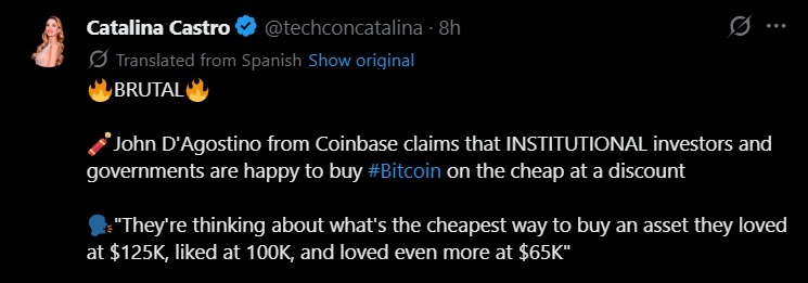 Coinbase's D'Agostino: Governments and Family Offices Are 'Happy' to Buy Bitcoin at a Discount 2