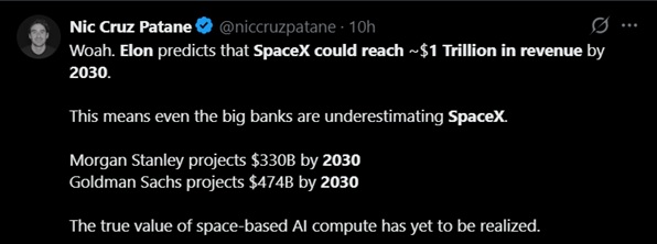 Musk says SpaceX could hit $1 trillion in revenue by 2030 as Pompliano pushes for Tesla merger. 2