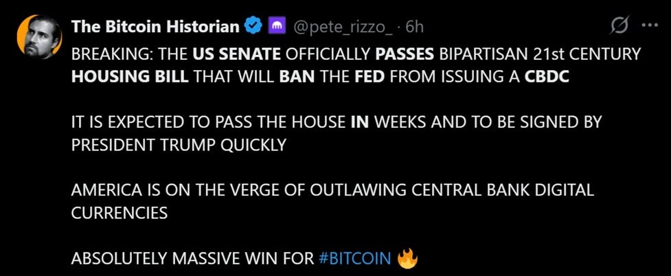 Senate Votes 85-5 to Ban a Fed Digital Dollar Through 2030 2