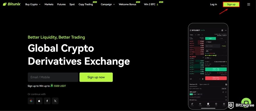 680cf9e8fe670f20249e3cd9_bitunix-review-sign-up-button Bitunix review: signing up via website.