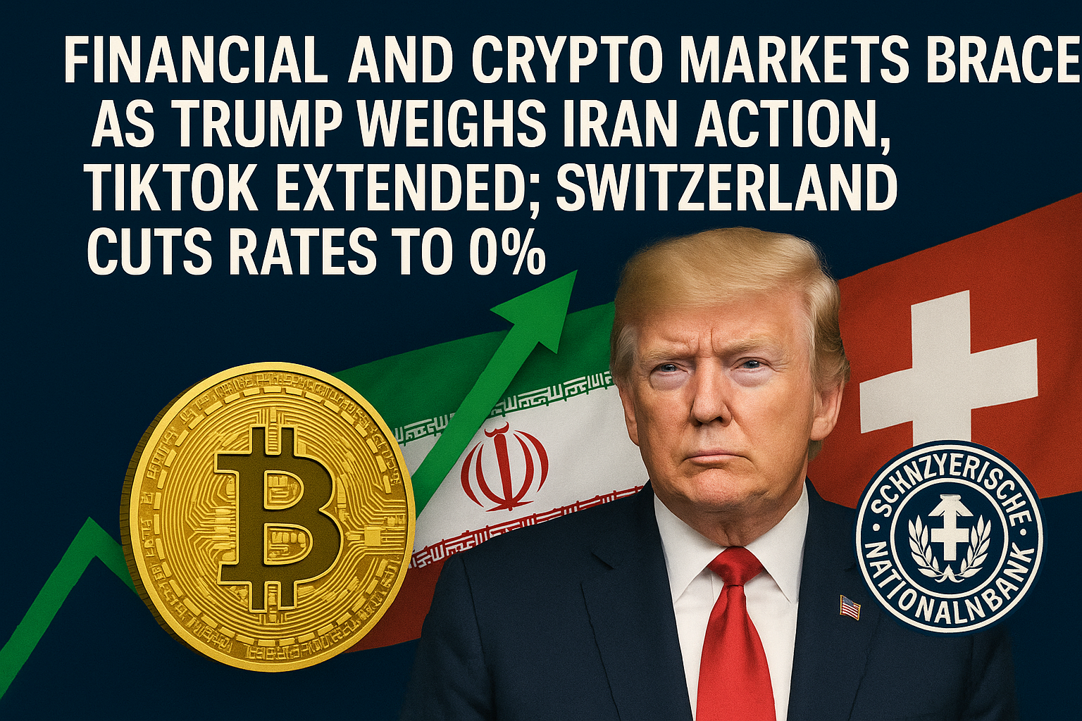 Financial and Crypto Markets Brace as Trump Considers Iran Action, TikTok Extended; Switzerland Cuts Rates to 0% 1