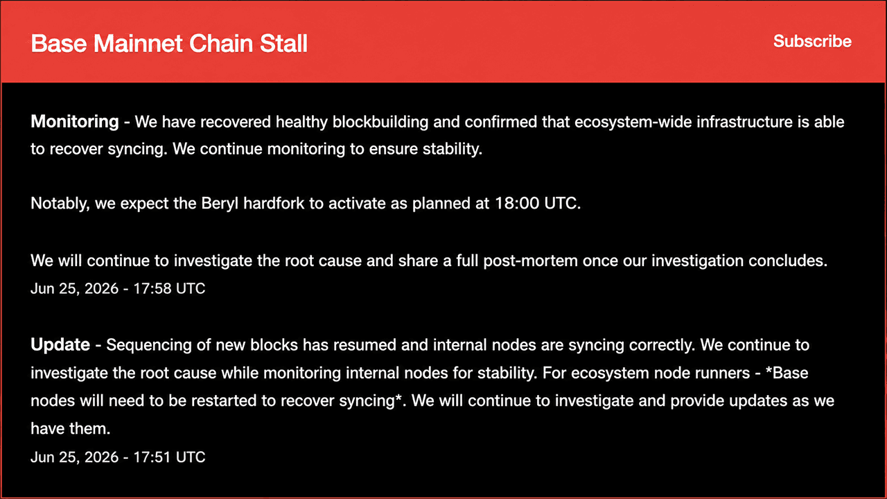 Base Network Stalls After Invalid Block Freezes Sequencer 1